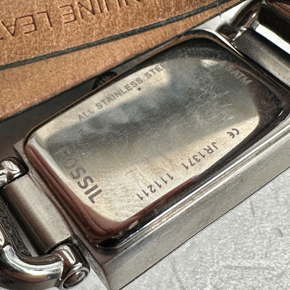 Fossil Watch Womens 15mm Rectangle Gray Multi Strap Band Silver Tone New Battery - Picture 8 of 10